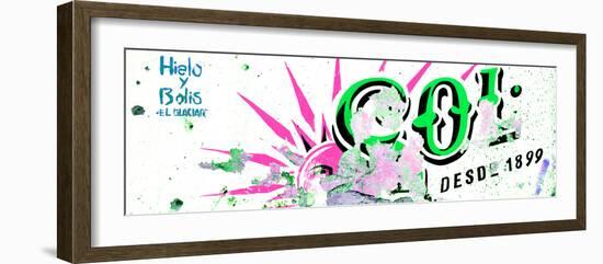 ¡Viva Mexico! Panoramic Collection - Green SOL Sign Street Wall-Philippe Hugonnard-Framed Photographic Print