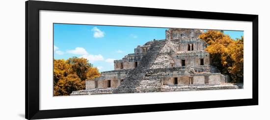 ¡Viva Mexico! Panoramic Collection - Maya Archaeological Site with Fall Colors - Campeche II-Philippe Hugonnard-Framed Photographic Print