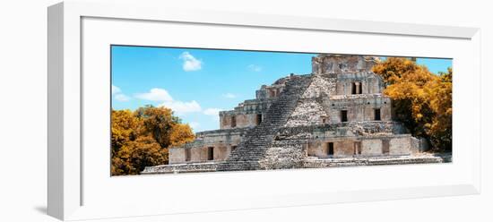 ¡Viva Mexico! Panoramic Collection - Maya Archaeological Site with Fall Colors - Campeche II-Philippe Hugonnard-Framed Photographic Print