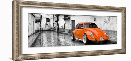 ¡Viva Mexico! Panoramic Collection - Orange VW Beetle Car in San Cristobal de Las Casas-Philippe Hugonnard-Framed Photographic Print