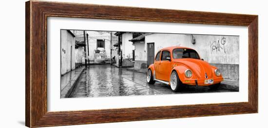 ¡Viva Mexico! Panoramic Collection - Orange VW Beetle Car in San Cristobal de Las Casas-Philippe Hugonnard-Framed Photographic Print