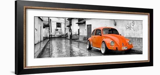 ¡Viva Mexico! Panoramic Collection - Orange VW Beetle Car in San Cristobal de Las Casas-Philippe Hugonnard-Framed Photographic Print