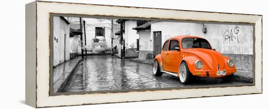 ¡Viva Mexico! Panoramic Collection - Orange VW Beetle Car in San Cristobal de Las Casas-Philippe Hugonnard-Framed Premier Image Canvas