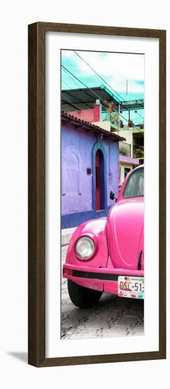 ¡Viva Mexico! Panoramic Collection - Pink VW Beetle Car and Colorful Houses-Philippe Hugonnard-Framed Photographic Print