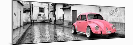 ¡Viva Mexico! Panoramic Collection - Pink VW Beetle Car in San Cristobal de Las Casas-Philippe Hugonnard-Mounted Premium Photographic Print