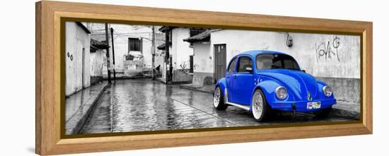 ?Viva Mexico! Panoramic Collection - Royal Blue VW Beetle Car in San Cristobal de Las Casas-Philippe Hugonnard-Framed Premier Image Canvas