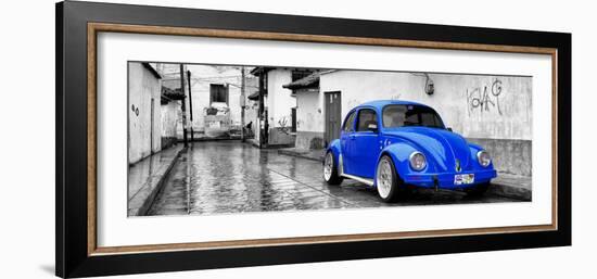?Viva Mexico! Panoramic Collection - Royal Blue VW Beetle Car in San Cristobal de Las Casas-Philippe Hugonnard-Framed Premium Photographic Print