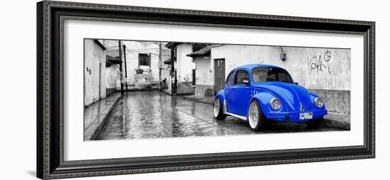 ?Viva Mexico! Panoramic Collection - Royal Blue VW Beetle Car in San Cristobal de Las Casas-Philippe Hugonnard-Framed Premium Photographic Print