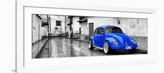 ?Viva Mexico! Panoramic Collection - Royal Blue VW Beetle Car in San Cristobal de Las Casas-Philippe Hugonnard-Framed Photographic Print