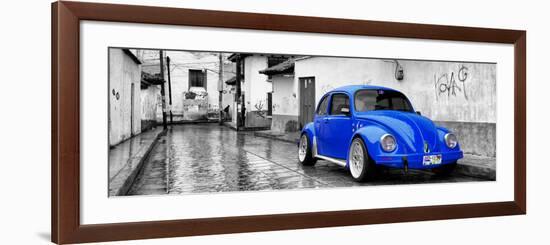 ?Viva Mexico! Panoramic Collection - Royal Blue VW Beetle Car in San Cristobal de Las Casas-Philippe Hugonnard-Framed Photographic Print