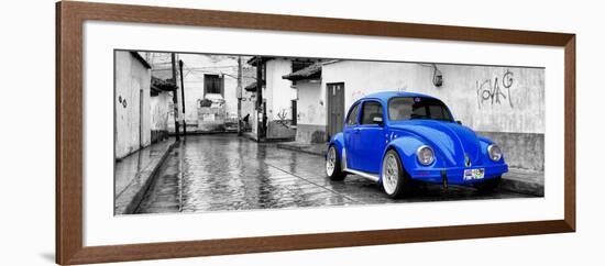 ?Viva Mexico! Panoramic Collection - Royal Blue VW Beetle Car in San Cristobal de Las Casas-Philippe Hugonnard-Framed Photographic Print