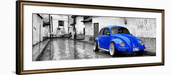 ?Viva Mexico! Panoramic Collection - Royal Blue VW Beetle Car in San Cristobal de Las Casas-Philippe Hugonnard-Framed Photographic Print