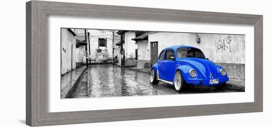 ?Viva Mexico! Panoramic Collection - Royal Blue VW Beetle Car in San Cristobal de Las Casas-Philippe Hugonnard-Framed Photographic Print