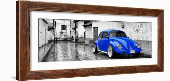 ?Viva Mexico! Panoramic Collection - Royal Blue VW Beetle Car in San Cristobal de Las Casas-Philippe Hugonnard-Framed Photographic Print