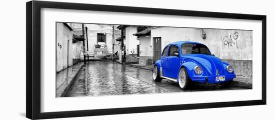 ?Viva Mexico! Panoramic Collection - Royal Blue VW Beetle Car in San Cristobal de Las Casas-Philippe Hugonnard-Framed Photographic Print