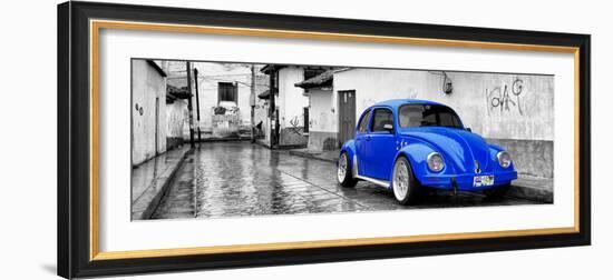 ?Viva Mexico! Panoramic Collection - Royal Blue VW Beetle Car in San Cristobal de Las Casas-Philippe Hugonnard-Framed Photographic Print