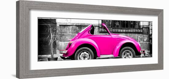 ¡Viva Mexico! Panoramic Collection - Small Deep Pink VW Beetle Car-Philippe Hugonnard-Framed Photographic Print