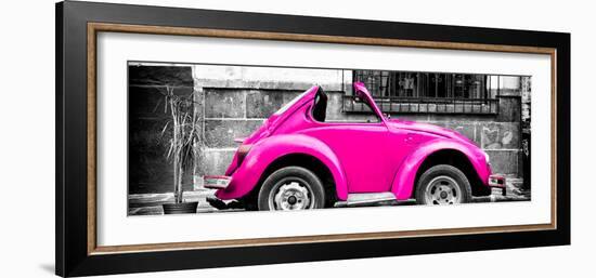 ¡Viva Mexico! Panoramic Collection - Small Deep Pink VW Beetle Car-Philippe Hugonnard-Framed Photographic Print