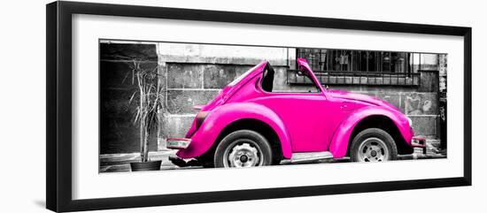 ¡Viva Mexico! Panoramic Collection - Small Deep Pink VW Beetle Car-Philippe Hugonnard-Framed Photographic Print