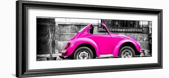 ¡Viva Mexico! Panoramic Collection - Small Deep Pink VW Beetle Car-Philippe Hugonnard-Framed Photographic Print