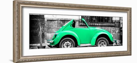 ¡Viva Mexico! Panoramic Collection - Small Green VW Beetle Car-Philippe Hugonnard-Framed Photographic Print