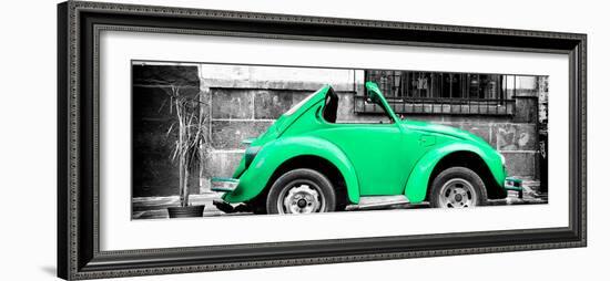 ¡Viva Mexico! Panoramic Collection - Small Green VW Beetle Car-Philippe Hugonnard-Framed Photographic Print