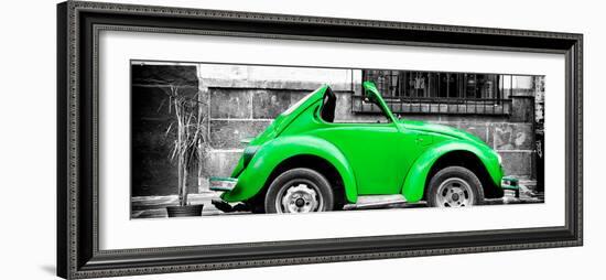 ¡Viva Mexico! Panoramic Collection - Small Kelly Green VW Beetle Car-Philippe Hugonnard-Framed Photographic Print