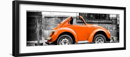 ¡Viva Mexico! Panoramic Collection - Small Orange VW Beetle Car-Philippe Hugonnard-Framed Photographic Print