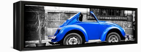 ¡Viva Mexico! Panoramic Collection - Small Royal Blue VW Beetle Car-Philippe Hugonnard-Framed Premier Image Canvas