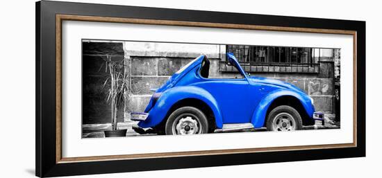 ¡Viva Mexico! Panoramic Collection - Small Royal Blue VW Beetle Car-Philippe Hugonnard-Framed Photographic Print