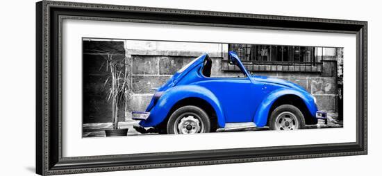 ¡Viva Mexico! Panoramic Collection - Small Royal Blue VW Beetle Car-Philippe Hugonnard-Framed Photographic Print