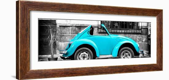 ¡Viva Mexico! Panoramic Collection - Small Turquoise VW Beetle Car-Philippe Hugonnard-Framed Photographic Print
