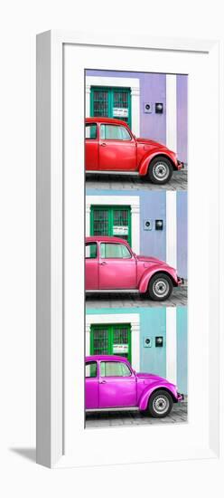 ¡Viva Mexico! Panoramic Collection - Three VW Beetle Cars with Colors Street Wall XXX-Philippe Hugonnard-Framed Photographic Print