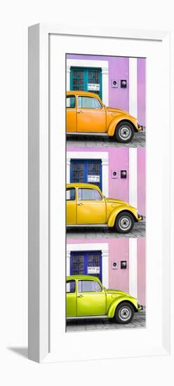 ¡Viva Mexico! Panoramic Collection - Three VW Beetle Cars with Colors Street Wall XXXIII-Philippe Hugonnard-Framed Photographic Print