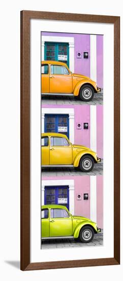 ¡Viva Mexico! Panoramic Collection - Three VW Beetle Cars with Colors Street Wall XXXIII-Philippe Hugonnard-Framed Photographic Print