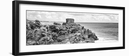 ¡Viva Mexico! Panoramic Collection - Tulum Ruins B&W-Philippe Hugonnard-Framed Photographic Print