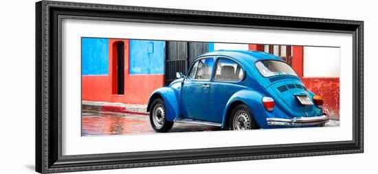 ¡Viva Mexico! Panoramic Collection - VW Beetle and Blue Wall-Philippe Hugonnard-Framed Photographic Print