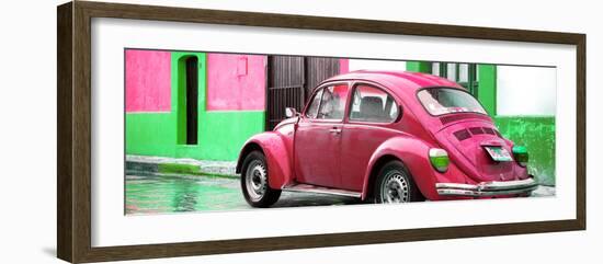 ¡Viva Mexico! Panoramic Collection - VW Beetle and Deep Pink Wall-Philippe Hugonnard-Framed Photographic Print