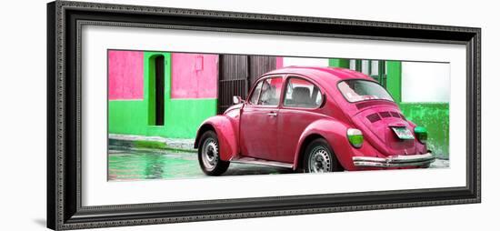 ¡Viva Mexico! Panoramic Collection - VW Beetle and Deep Pink Wall-Philippe Hugonnard-Framed Photographic Print