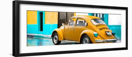 ¡Viva Mexico! Panoramic Collection - VW Beetle and Orange Wall-Philippe Hugonnard-Framed Photographic Print