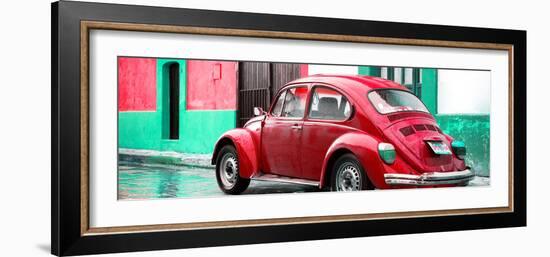 ¡Viva Mexico! Panoramic Collection - VW Beetle and Red Wall-Philippe Hugonnard-Framed Photographic Print