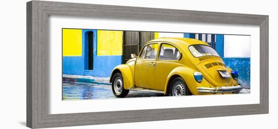 ¡Viva Mexico! Panoramic Collection - VW Beetle and Yellow Wall-Philippe Hugonnard-Framed Photographic Print