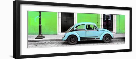 ¡Viva Mexico! Panoramic Collection - VW Beetle Car - Green & Powder Blue-Philippe Hugonnard-Framed Photographic Print