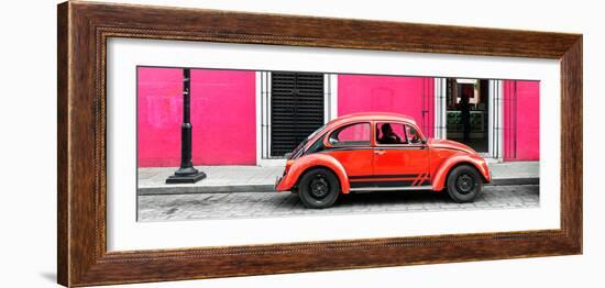 ¡Viva Mexico! Panoramic Collection - VW Beetle Car - Pink & Red-Philippe Hugonnard-Framed Photographic Print