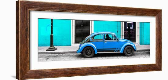 ¡Viva Mexico! Panoramic Collection - VW Beetle Car - Turquoise & Blue-Philippe Hugonnard-Framed Photographic Print