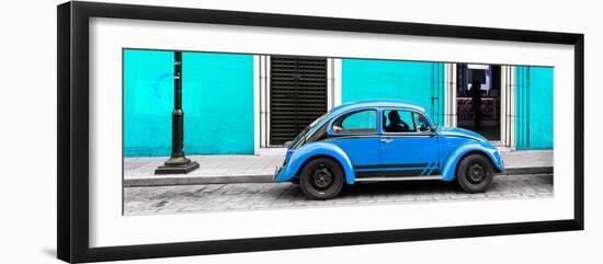 ¡Viva Mexico! Panoramic Collection - VW Beetle Car - Turquoise & Blue-Philippe Hugonnard-Framed Photographic Print