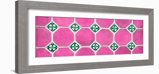 ¡Viva Mexico! Panoramic Collection - Wall of Pink Mosaics-Philippe Hugonnard-Framed Photographic Print