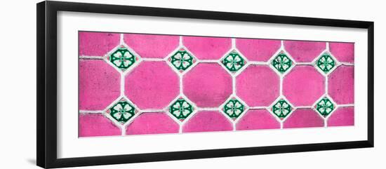 ¡Viva Mexico! Panoramic Collection - Wall of Pink Mosaics-Philippe Hugonnard-Framed Photographic Print