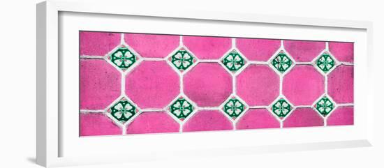 ¡Viva Mexico! Panoramic Collection - Wall of Pink Mosaics-Philippe Hugonnard-Framed Photographic Print