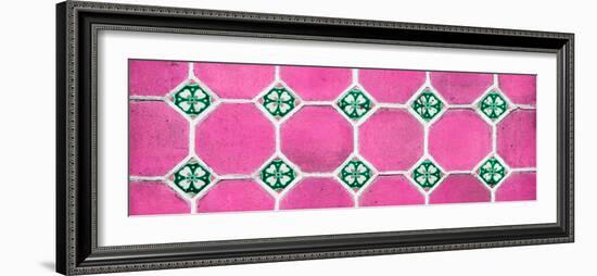 ¡Viva Mexico! Panoramic Collection - Wall of Pink Mosaics-Philippe Hugonnard-Framed Photographic Print